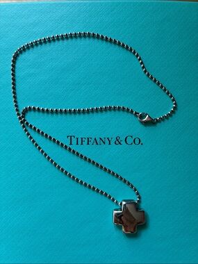 Tiffany & Co Roman Cross Sterling Silver 925 Necklace w Ball Chain! 16"